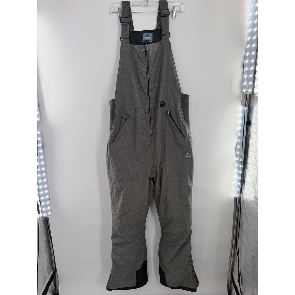 Tec-One Explorer Mens Snow Bibs Insulated Ski Pants Gray Heather Large L